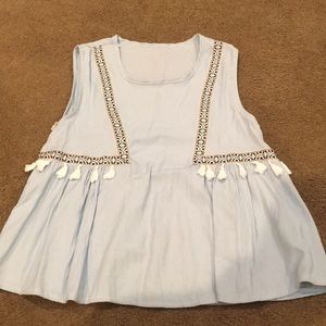 Light Blue Tassel Tank Top